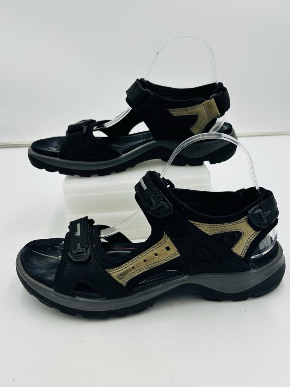 ECCO Yucatan Womens Sport Sandals Black Olive Green Receptor Tech 40 US 9-9.5